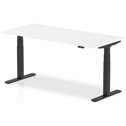Air 1800mm Rectangular Height Adjustable Desk, Black Leg, White Air 1800mm Rectangular Height Adjustable Desk, Black Leg, White