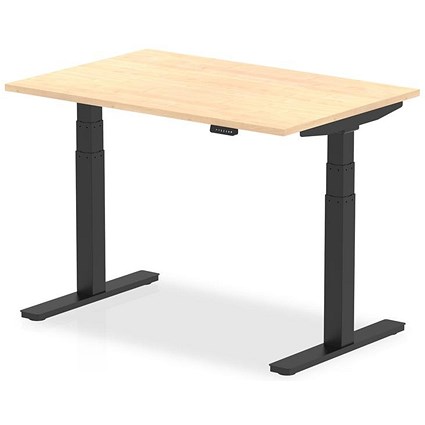 Air 1200mm Rectangular Height Adjustable Desk, Black Leg, Maple Air 1200mm Rectangular Height Adjustable Desk, Black Leg, Maple