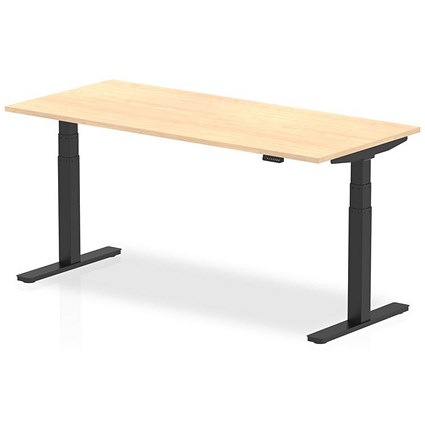Air 1800mm Rectangular Height Adjustable Desk, Black Leg, Maple