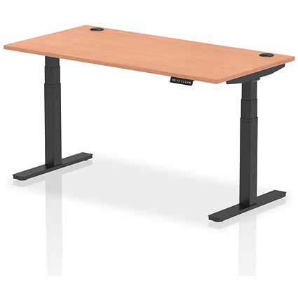 Air Height-Adjustable Desk, Black Leg, 1600mm, Beech