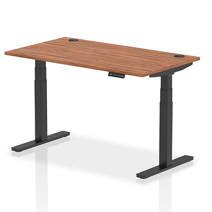 Air 1400mm Rectangular Height-Adjustable Desk, Black Leg, Walnut Air 1400mm Rectangular Height-Adjustable Desk, Black Leg, Walnut