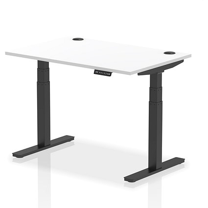 Air Height-Adjustable Desk, Black Leg, 1200mm, White