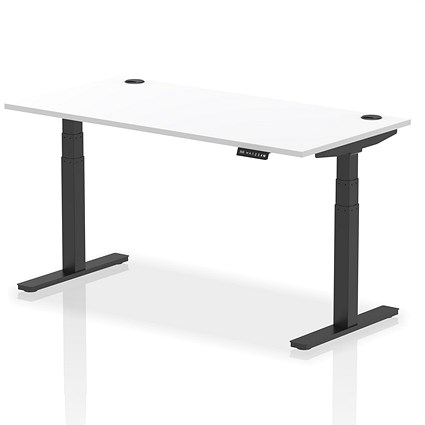 Air Height-Adjustable Desk, Black Leg, 1600mm, White