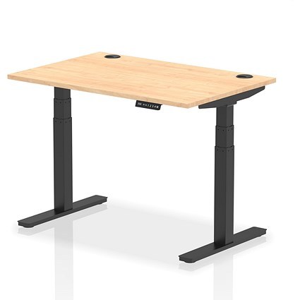 Air Height-Adjustable Desk, Black Leg, 1200mm, Maple