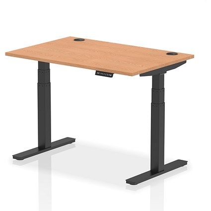 Air Height-Adjustable Desk, Black Leg, 1200mm, Oak