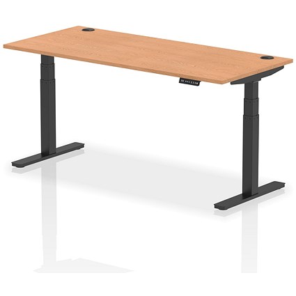 Air 1800mm Rectangular Height-Adjustable Desk, Black Leg, Oak