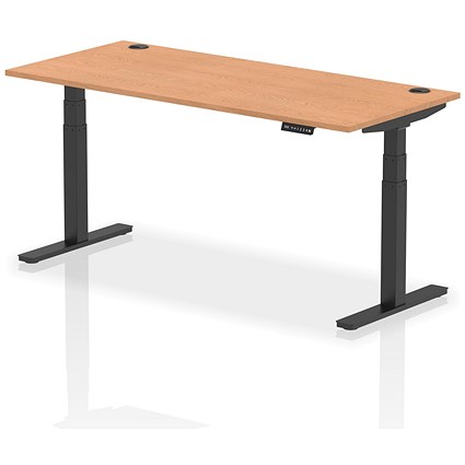 Air Height-Adjustable Desk, Black Leg, 1800mm, Oak