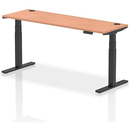 Air 1800mm Slim Rectangular Height-Adjustable Desk, Black Leg, Beech Air 1800mm Slim Rectangular Height-Adjustable Desk, Black Leg, Beech