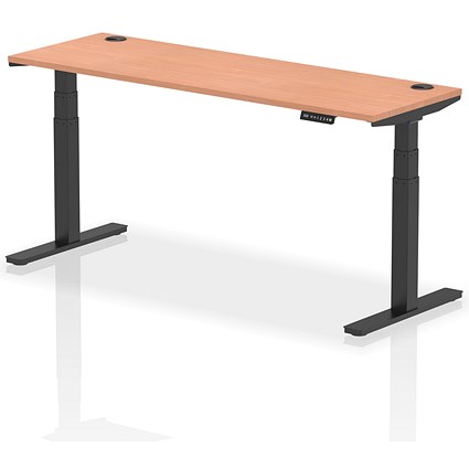 Air Height-Adjustable Slim Desk, Black Leg, 1800mm, Beech