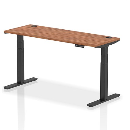Air Height-Adjustable Slim Desk, Black Leg, 1600mm, Walnut