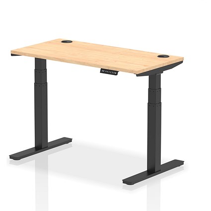 Air Height-Adjustable Slim Desk, Black Leg, 1200mm, Maple