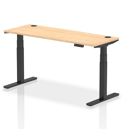 Air Height-Adjustable Slim Desk, Black Leg, 1600mm, Maple