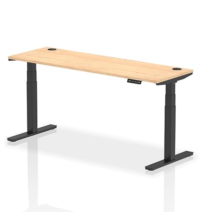 Air Height-Adjustable Slim Desk, Black Leg, 1800mm, Maple