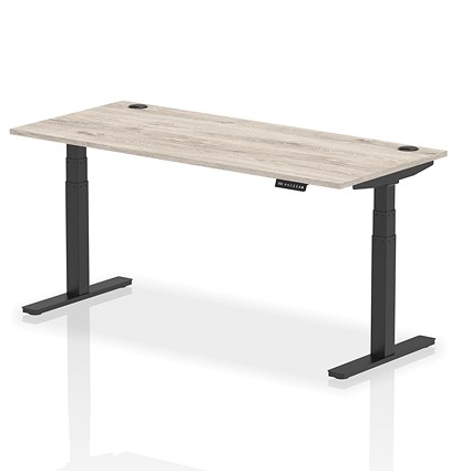 Air 1800mm Rectangular Height-Adjustable Desk, Black Leg, Grey Oak