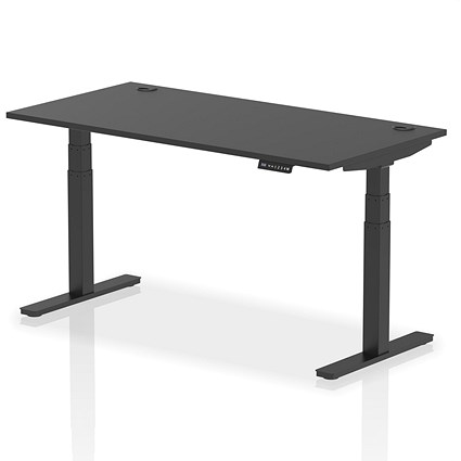 Air Height-Adjustable Desk, Black Leg, 1600mm, Black