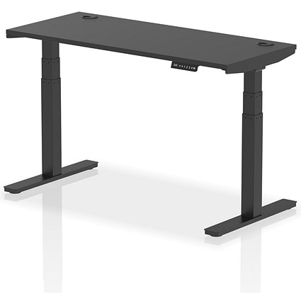 Air Height-Adjustable Slim Desk, Black Leg, 1400mm, Black