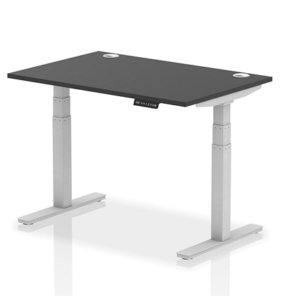 Air Height-Adjustable Desk, Silver Leg, 1200mm, Black