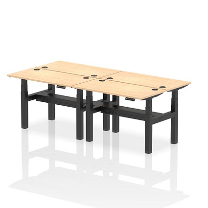 Air 4 Person Sit-Standing Bench Desk, Back to Back, 4 x 1200mm (600mm Deep), Black Frame, Maple Air 4 Person Sit-Standing Bench Desk, Back to Back, 4 x 1200mm (600mm Deep), Black Frame, Maple