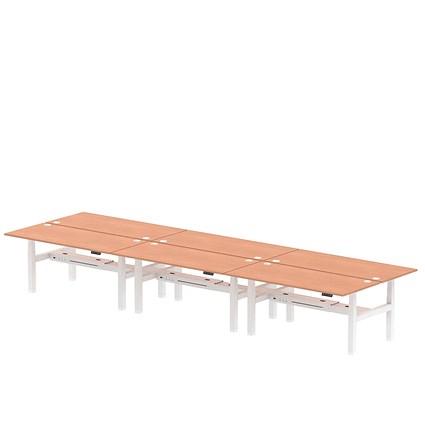 Air 6 Person Sit-Standing Bench Desk, Back to Back, 6 x 1800mm (800mm ...