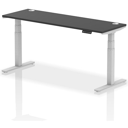 Air 1800mm Slim Rectangular Height Adjustable Desk, Silver Leg, Black Air 1800mm Slim Rectangular Height Adjustable Desk, Silver Leg, Black
