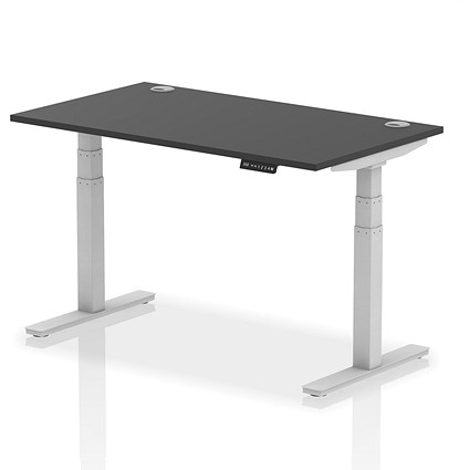 Air 1400mm Rectangular Height Adjustable Desk, Silver Leg, Black Air 1400mm Rectangular Height Adjustable Desk, Silver Leg, Black