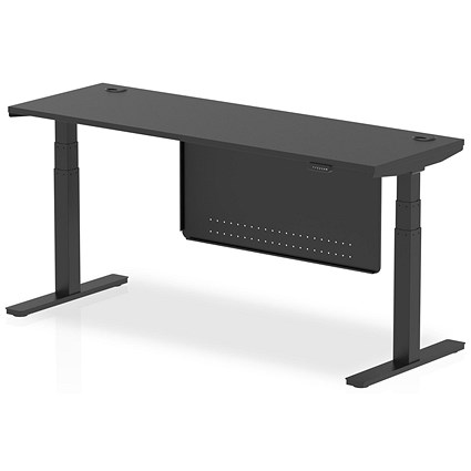Air 1800mm Slim Rectangular Height Adjustable Desk with Modesty Panel, Black Air 1800mm Slim Rectangular Height Adjustable Desk with Modesty Panel, Black