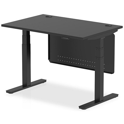 Air 1200mm Rectangular Height Adjustable Desk with Modesty Panel, Black