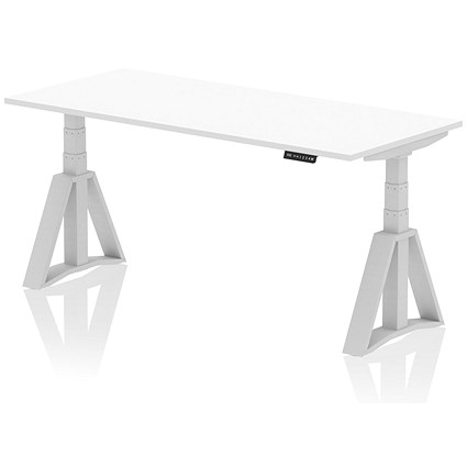 Air 1800mm Height Adjustable Desk, Silver Leg with Piste Foot, White