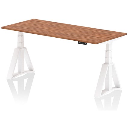 Air 1800mm Height Adjustable Desk, White Leg with Piste Foot, Walnut
