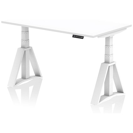 Air 1400mm Height Adjustable Desk, White Leg with Piste Foot, White Air 1400mm Height Adjustable Desk, White Leg with Piste Foot, White