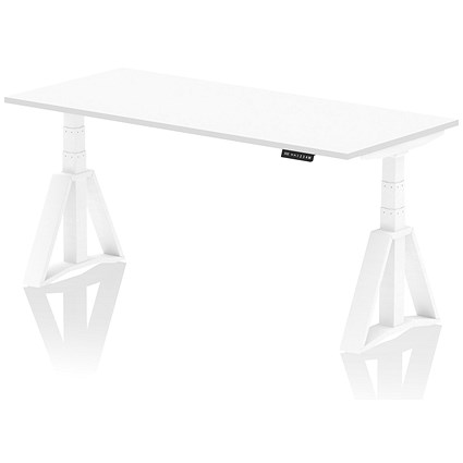 Air 1800mm Height Adjustable Desk, White Leg with Piste Foot, White