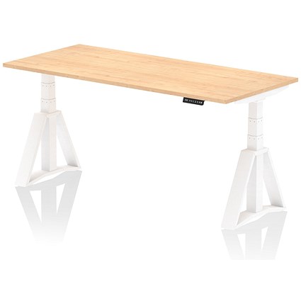 Air 1800mm Height Adjustable Desk, White Leg with Piste Foot, Maple