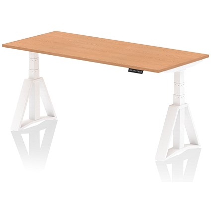 Air 1800mm Height Adjustable Desk, White Leg with Piste Foot, Oak