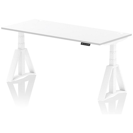 Air 1800mm Height Adjustable Cable Port Desk, White Leg with Piste Foot, White Air 1800mm Height Adjustable Cable Port Desk, White Leg with Piste Foot, White