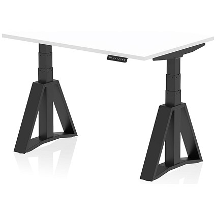 Air 1200mm Height Adjustable Desk, Black Leg with Piste Foot, White
