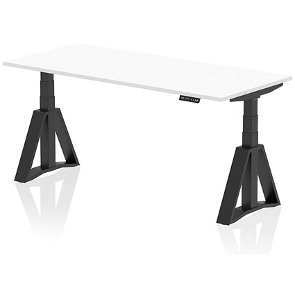 Air 1800mm Height Adjustable Desk, Black Leg with Piste Foot, White