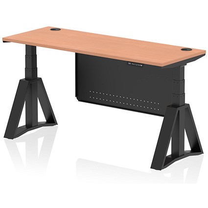 Air Modesty 1600mm Slim Height Adjustable Cable Ports Desk, Black Leg and Modesty Panel, Beech Air Modesty 1600mm Slim Height Adjustable Cable Ports Desk, Black Leg and Modesty Panel, Beech