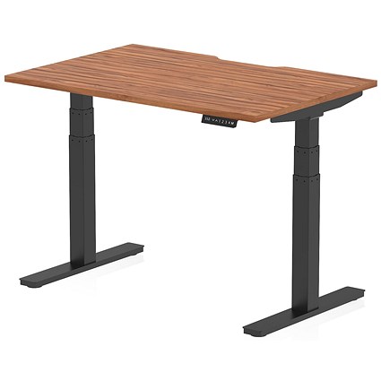 Air 1200mm Scalloped Edge Height Adjustable Desk, Black Leg, Walnut