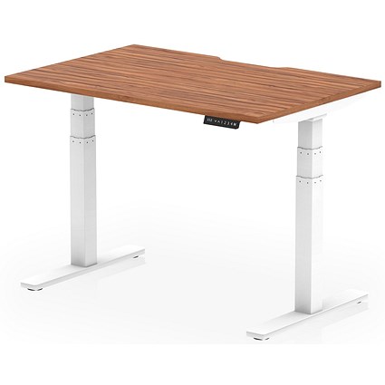 Air 1200mm Scalloped Edge Height Adjustable Desk, White Leg, Walnut