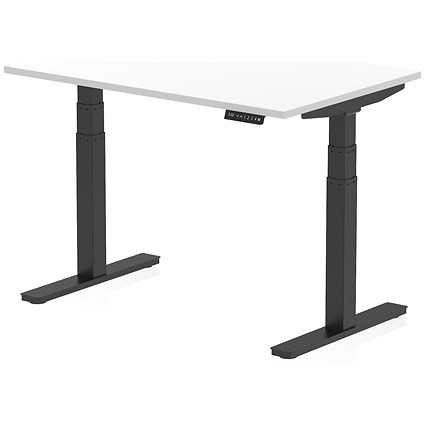 Air 1200mm Scalloped Edge Height Adjustable Desk, Black Leg, White