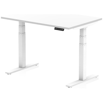 Air 1200mm Scalloped Edge Height Adjustable Desk, White Leg, White