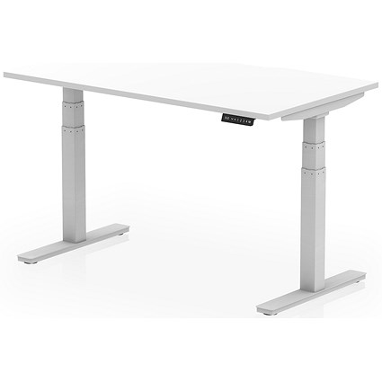 Air 1400mm Scalloped Edge Height Adjustable Desk, Silver Leg, White Air 1400mm Scalloped Edge Height Adjustable Desk, Silver Leg, White
