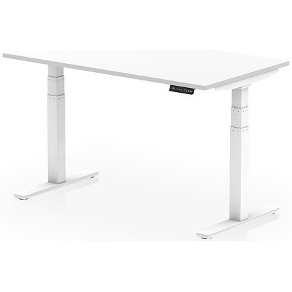 Air 1400mm Scalloped Edge Height Adjustable Desk, White Leg, White