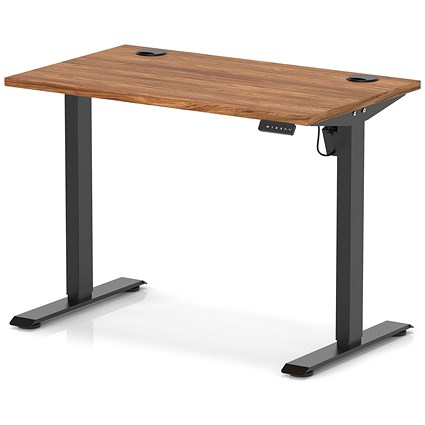 Air Lite 1000mm Slim Height Adjustable Office Desk, Black Leg, Walnut