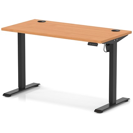 Air Lite 1200mm Slim Height Adjustable Office Desk, Black Leg, Beech