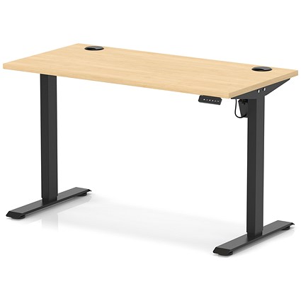 Air Lite 1200mm Slim Height Adjustable Office Desk, Black Leg, Maple