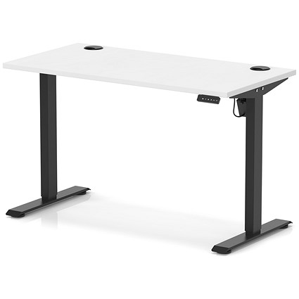 Air Lite 1200mm Slim Height Adjustable Office Desk, Black Leg, White