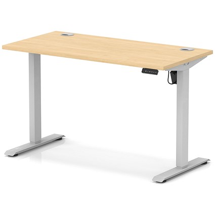 Air Lite 1200mm Slim Height Adjustable Office Desk, Silver Leg, Maple