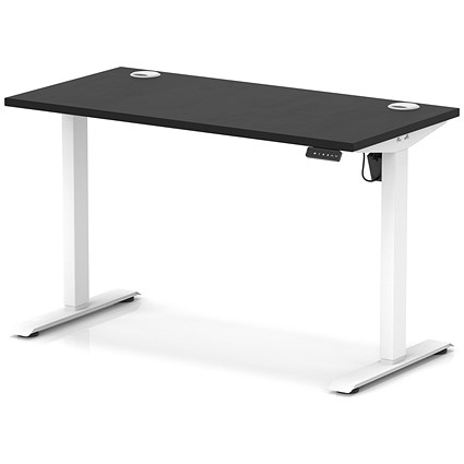 Air Lite 1200mm Slim Height Adjustable Office Desk, White Leg, Black