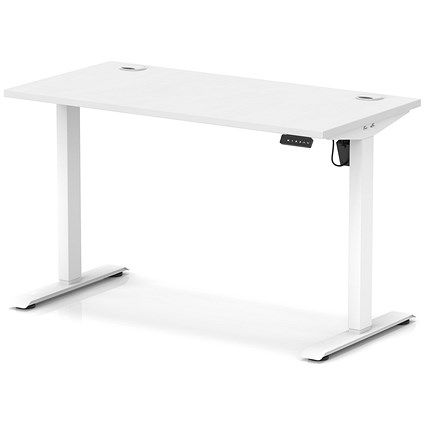 Air Lite 1200mm Slim Height Adjustable Office Desk, White Leg, White